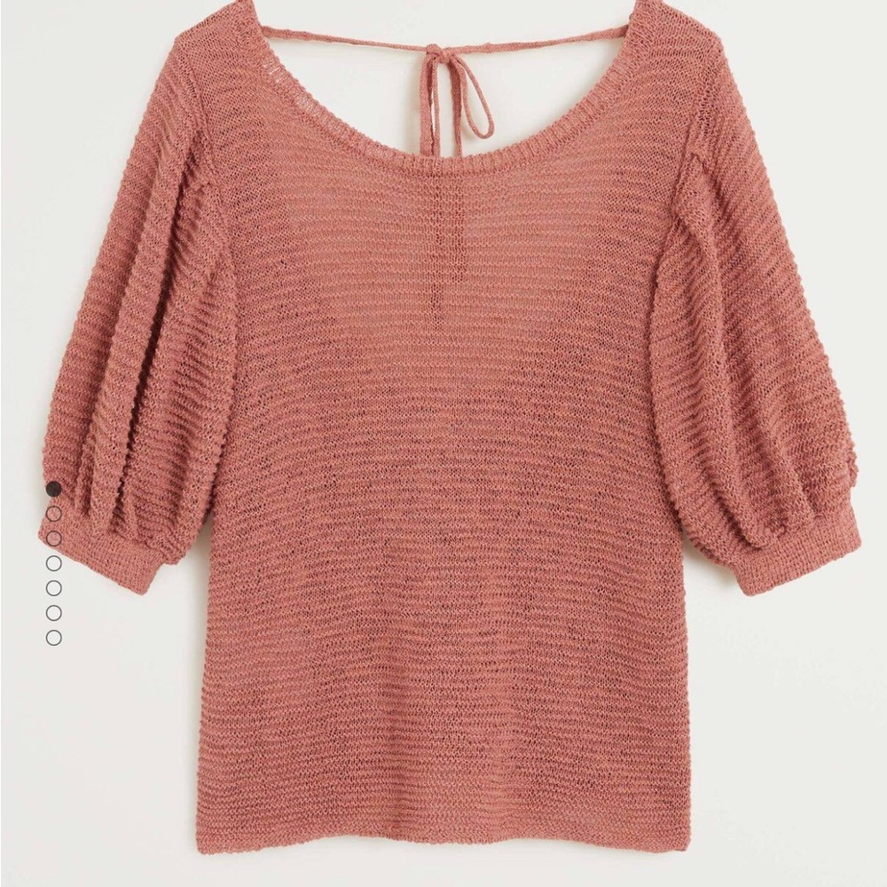 Mango knit top with open scoop back. Size S